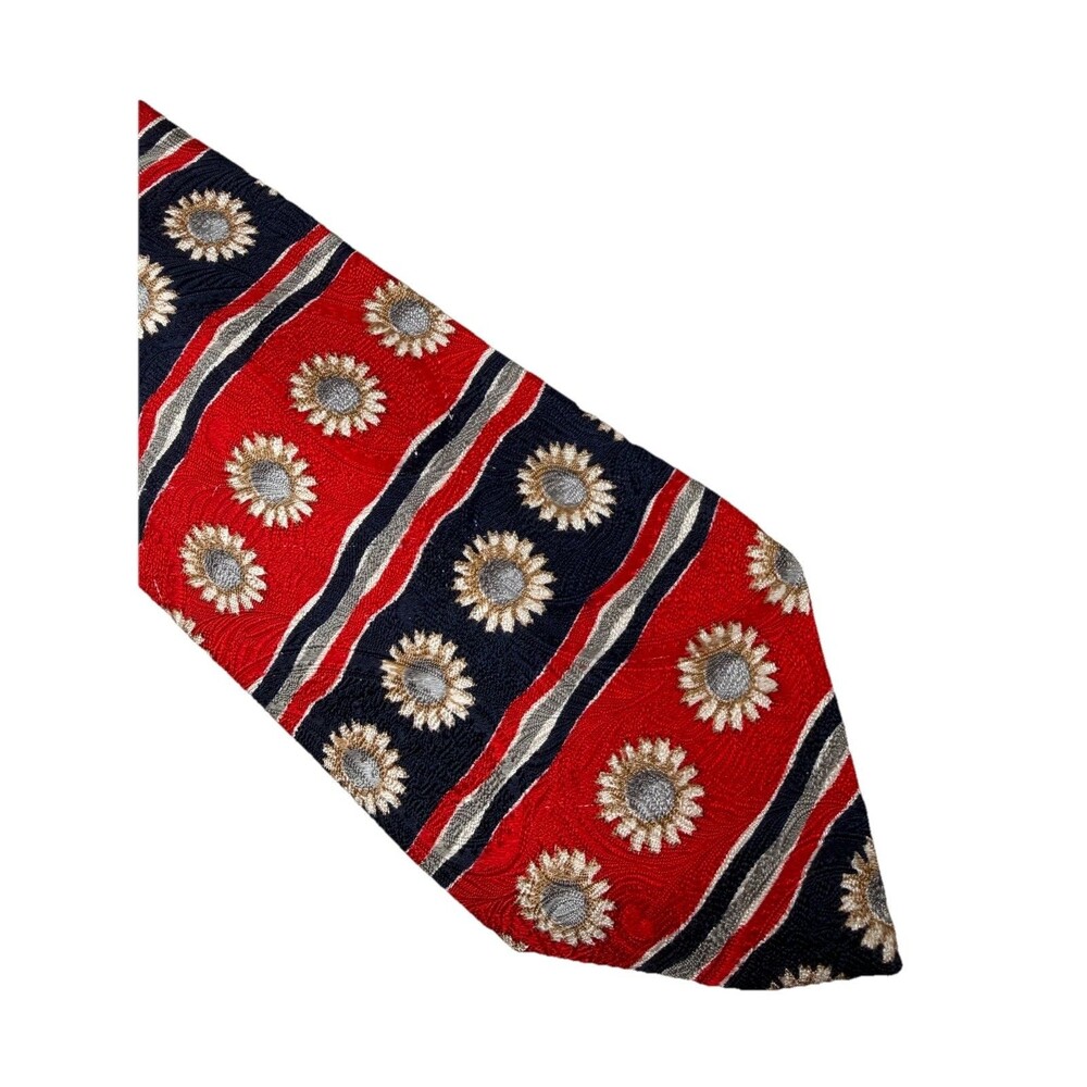Robert Talbott Paul Simon Designer Silk Tie Red Black‎ Floral Stripe